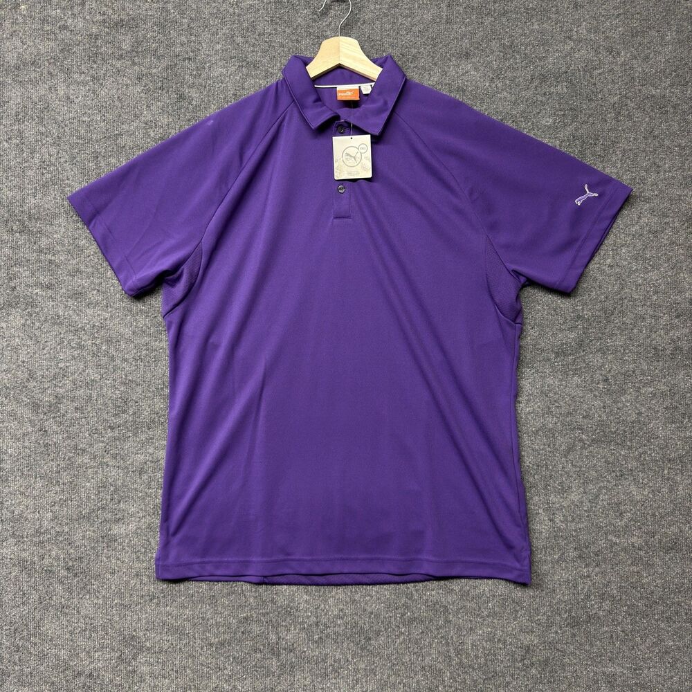 Puma Golf Raglan Tech Polo Shirt Mens XL Purple Cool Cell Heliotrope Performance